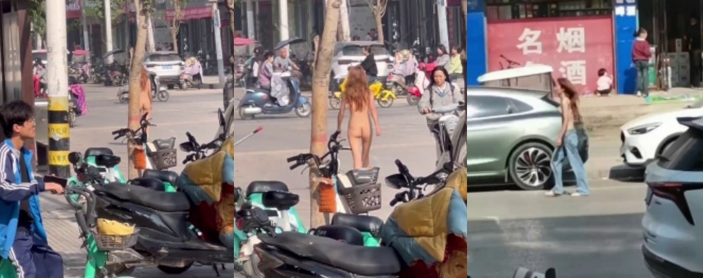 独家爆料 只因男人出轨 报复上街游走 河南郑州街头惊现裸奔女子游街视频曝光