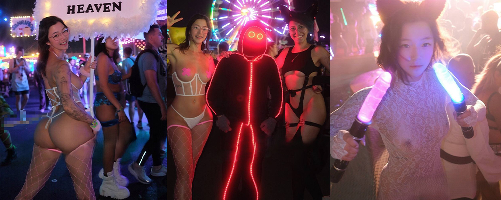 北美留学生Sophia刘参加拉斯维加斯EDC电音节  穿着暴露蕾丝裙宣扬放纵文化  私下与airbnb性爱视频意外曝光