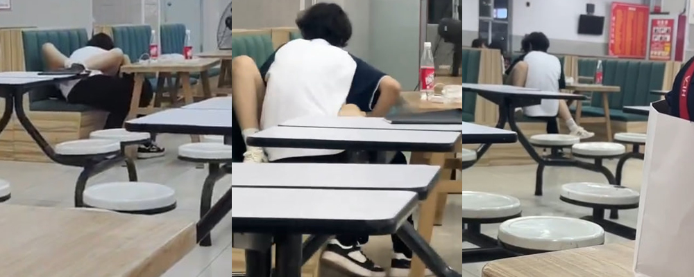 山西应用科技学院活春宫现场实拍 食堂内情侣不顾旁人眼光肆意调情 上位顶桩持续冲刺惊呆众人 