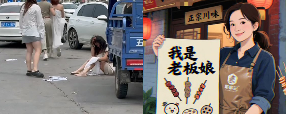 唐山鸦鸿桥袁记串串香老板娘裴视明勾搭人妻老公  原配把活春宫照做成海报  报复性公开小三偷情视频