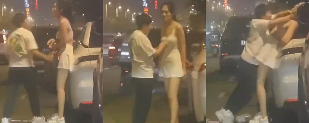 辽宁沈阳街头惊现香艳一幕 一对女同吵架街头大胆脱衣 高挑美女露出丰满酮体任由路人观赏 