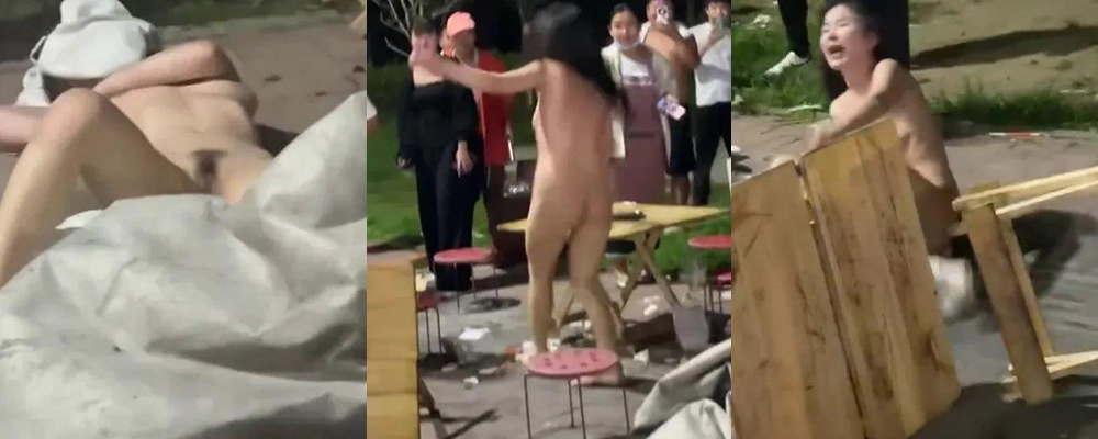 深夜烧烤摊前惊现香艳场面 风骚熟妇喝多后全裸亮相 露出美乳骚穴全场找鸡巴操 