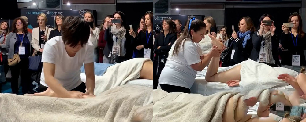 巴黎国际按摩大赛总决赛  世界顶级技师现场展示精湛技艺 全裸模特展示白皙肌肤任人抚摸